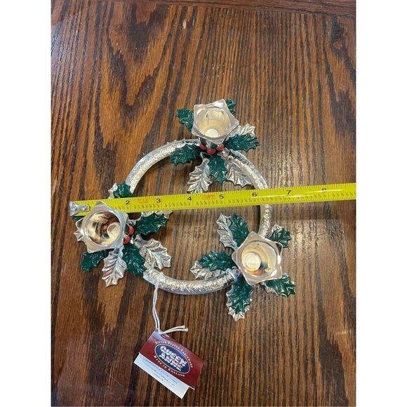VINTAGE QUEEN ANNE SILVER PLATED 3-LIGHT HOLLY CANDLE CENTERPIECE*NIB* Christmas - Picture 5 of 7